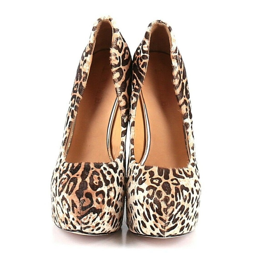 L.A.M.B. Brown White Fur Platform Dorothee Wedges_2